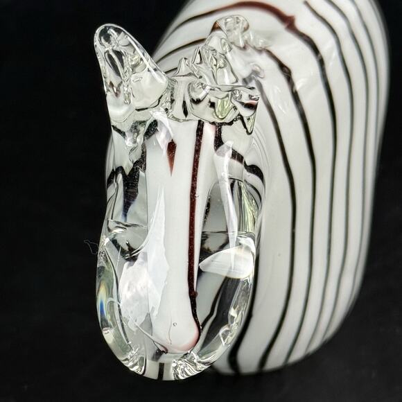 Vintage Murano Style Art Glass Zebra Figurine Hand Blown Striped Horse Sculpture - Picture 5 of 11